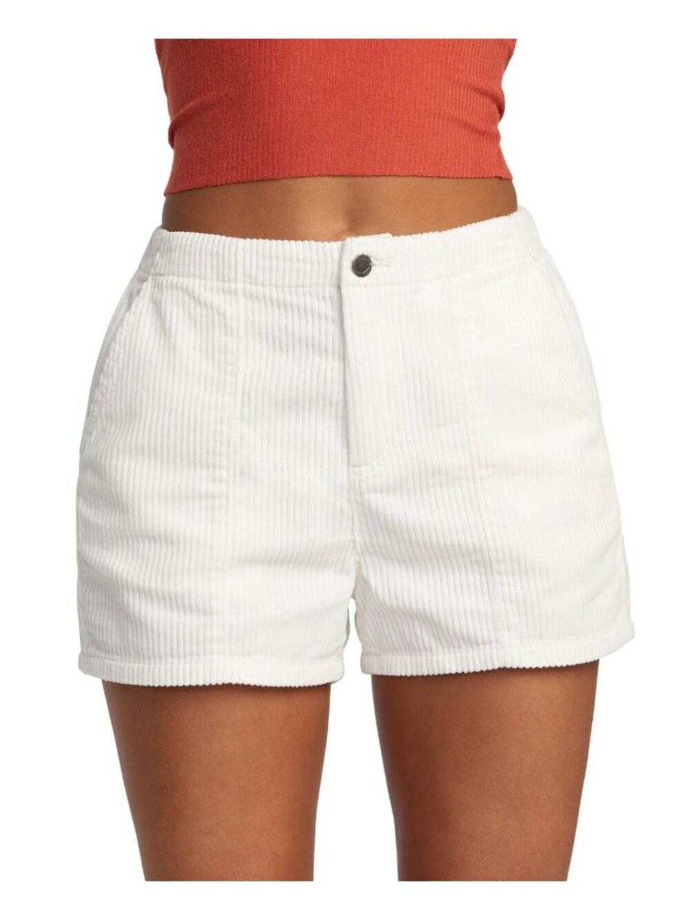 Rvca Womens Juniors Daylight Cotton High-Rise Zip-Fly Shorts White Size L NWT